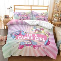 Gamepad Duvet Cover Set 3D Print With Button Video Game King Queen Full Size Comforter Cover For Kids Teen Polyester Bedding Set EU single(135x200cm)