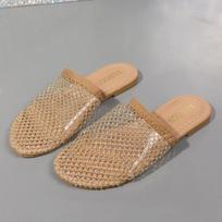 Women's Rhinestone Mesh Mules Sparkly Slip-On Flat Sandals with Fashion Insole 35 auksas