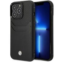 Etui do iPhone 14 Pro BMW Skórzane z kieszenią na karty Czarne