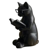 3D Printed Reading Cat Figurine, Cute Reading Book Cat Statue with Glasses, Collectible Animal Sculpture for Bookshelf, Desktop Decor, Gift for Cat juoda