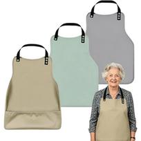 Waterproof Adult Bibs Adjustable Strap Crumb Catcher Washable Reusable Protector for Women Seniors Home Dining 3-Pack