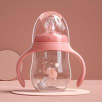 Silicone Nipple 180ml Baby Bottle Drop-resistant Baby Bottle With Handle  Feeding Utensils rožinė
