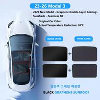 CRPVU1 For Tesla Model 3 Highland Model Y Juniper 2026 2025 Sun Shades Black/Grey Graphene Glass Sunshade Car Front Rear Sunroof Glass
