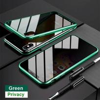 Magnetic Tempered Glass Privacy Metal Case For iphone 15 14 13 12 XR 11 Pro MAX X 7 8 6 Plus 360 Magnet Antispy Protective Cover For iphone 12 Mini žalia