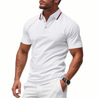 Men's Classic Fit Short Sleeve Shirt with Contrasting Collar Casual and Comfortable Cotton Top XXXL balta