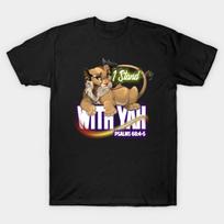 Asian Size Men Black Print T-shirt I Stand With Yah Lioness | Lioness Of Judah | Sons Of Thunder No-Cut Print Cotton Tshirt S juoda