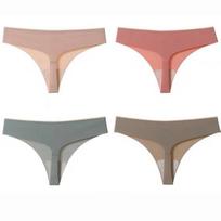 4Pcs/Set Women's Large Size Thong Female Ice Silk Seamless Charming Underpants Mid-waist Sports Girl's Solid Color Briefs XL