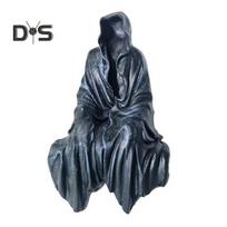 Grim Reaper figūrėlė Gotikinis juodas chalatas Mirties dervos statula Skulptūra Namų biuras Stalinis knygų lentynos papuošimas Ornamentas Helovino festivalio dovana S black