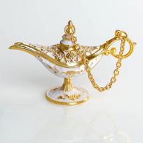 Aladino stebuklingos lempos lydinio dekoratyviniai amatai Ornamentai Statulėlė Vestuvių šventės vakarėlio namų svetainės stalo dekoracijos Amatai beige