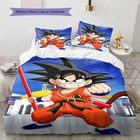Son Goku Pattern Bedding,Quilt Set Quilt Cover Pillowcase Home Birthday Gift (1 * duvet cover + 2 * pillowcase, without core) 135x200cm