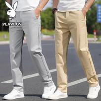 PLAYBOY Men's Lightweight Breathable Straight-leg Casual Pants 30 šviesiai pilka spalva