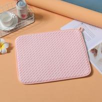 Dish Drying Mat,Absorbent Microfiber Dishes Drainer Mats,Size Drainer Pads for Kitchen Counter,Coffee (Pink,30x40 cm) rožinė