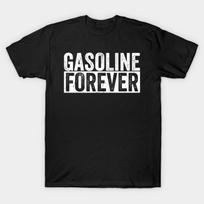 Asian Size Men Black Print T-shirt Gasoline Forever No-Cut Print Cotton Tshirt L juoda