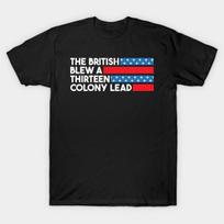 Asian Size Men Black Print T-shirt The British Blew A Thirteen Colony Lead No-Cut Print Cotton Tshirt M juoda
