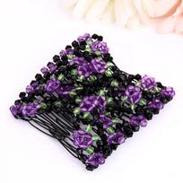 Magic Beaded Hair Comb Flexible Hair Clip Hairpin Hair Styling Tool for Secure Updos and Hair Management Suitable for Various Hair Types and Styles One Size violetinė