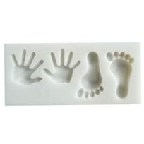 4Holes Baby Hand Foot Silicone Molds Chocolate Candy Clay Fondant Cake Baking Decorating Tools pilka spalva