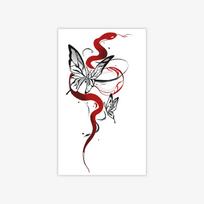 High-Value High-End Dark Red Snake Spirit Butterfly Tattoo Sticker Hot Girl Arm Tattoo Sticker 9*15