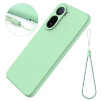 For Poco C81 Pro Case Deluxe Liquid Silicone Lanyard Frosted Cover For Poco C81 Pro 4G Skin Friendly Bumper Funda Poco C81 Pro 4G šviesiai žalios spalvos