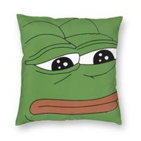 Pepe The Frog Meme Square Pillowcase Polyester Linen Velvet Printed Zip Decorative Pillow Case Home Cushion Cover Peach skin 18*18(CM)-1Pcs