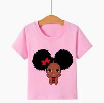 Cute Little Black Melanin Princess Print Girl Tshirt for  Kids Funny T Shirts  Present Custom Summer Polyester Fabric Clothes 110