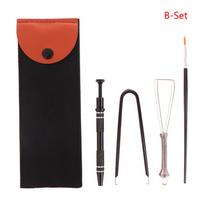 1Set Keyboard Cleaning Tool Kit Metal Keycap Puller Stem Holder Switch Puller Lubrication Pen Lube Brush Storage Bag