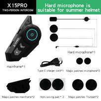1/2PCS X15 Pro domofonas, skirtas šalmui, motociklui, šalmui, laisvų rankų įrangai Bluetooth 5.2 EDR 3 spalvų belaidės ausinės ausinės IP67 vandeniui atsparus pakėlimų mažinimas 1pc Soft Mic black