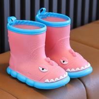 Vaikiški dinozaurų animaciniai vandeniui atsparūs lietaus batai - neslystantys, minkštapadžiai guminiai batai mažyliams berniukams ir mergaitėms Pink Dinosaur