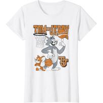 Tom And Jerry Womens/Ladies Spinning Basketball Cotton T-Shirt XXL balta