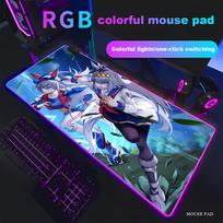 HYBXAXC  Genshin Impact Furina Mouse Pad Animation Games Beautiful RGB Gaming HD Gamer LED Light XXL PC Computer Non-slip Decor RGB600x300x3mm