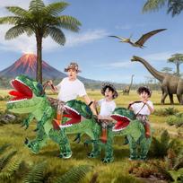 Tamsiai žalias pripučiamas dinozauras - kostiumas visoms amžiaus grupėms - Tėvų ir vaikų kosplėjaus nuotykis Toddler (80-120cm) žalia