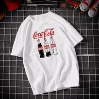 Pure cotton Coca-Cola joint commemorative short-sleeved T-shirt Youth Hong Kong style brand ins large size men and women couples versatile S [recommendation 47.5-50kg]