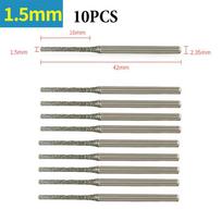 10 vnt. 0,8–2,5 mm deimantiniai grąžtai su 2,35 mm kotu stiklui, nefritui, gintarui, papuošalams, plytelėms, akmeniui gręžti