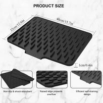 Ypač didelis silikoninis indų plovimo kilimėlis be bisfenolio A, lengvai valomas virtuvės spintelės sausas kilimėlis (black,L&Rectangular) juoda
