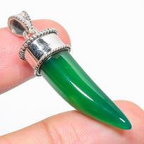 Natural Green Onyx Gemstone 925 Solid Sterling Silver Jewelry Pendant 1.75  g2C41