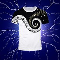 Men's Summer Picture Piano Score Music Symbol 3d Printed T-Shirt Creative Fashion O Collar Loose Casual Plus Size Short Sleeve 6XL brown