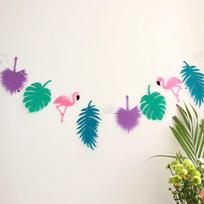 Havajų Tropinis Flamingo Ananasas Vasaros Vakarėlio Dekoras Baneris Girlianda Vėliavėlės Su Gimtadieniu Dekoracija purple leaf flamingo