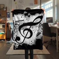 1 vnt. Muzikos natų rašto flanelės pledas, Aukštos kokybės, Patogus visais metų laikais, Namų dekoras, Šiluma ir jaukumas, Puikiai tinka Kalėdų dovanoms 80cm x 120cm gray