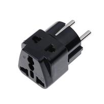 1 į 2 skirstytuvas Vokietija Prancūzija 5 mm kištukas į universalų JK/JAV/ES/AU 2/3 kontaktų lizdą juoda
