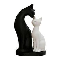 Detachable Cat Couple Sculpture 3D Printed Elegant Couple Cat Figurine Romantic Cat Lover Ornament for Home Living Room Office Desk Decor balta