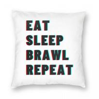 Eat Sleep Brawl Repeat Square Pillowcase Polyester Linen Velvet Creative Zip Decorative Throw Pillow Case Bed Cushion Cover 30x30cm