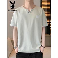 PLAYBOY Men's V-Neck Casual Cooling T-Shirt XL chaki