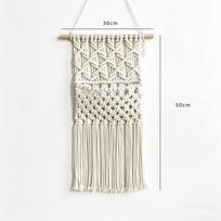 Austas makramė sienos kabinamas daiktas Medvilninės virvės kabinamas vazonas Sienos dekoracija Augalo kišenė Augalų ekspozicija 30x50cm white