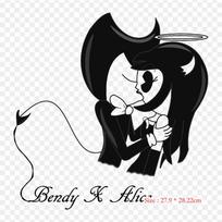 Bendy X Alice Bendy And The Ink Machine Drawing Iron on Heat Transfer Printing Vinyl Patches Sticker for Clothes DIY Appliques Washable Patches black