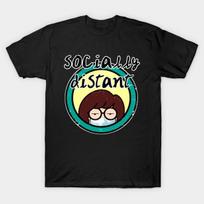 Men Black Print T-shirt Daria Socially Distant V2 No-Cut Transfer Paper Print Cotton Tshirt S juoda