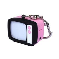 Retro TV LED Keychain Mini Television Pendant with Sound Light-up Keychain Backpack Charm for Night Visibility Fun Accessories rožinė