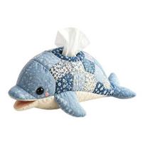 Yousheng DIY Tissue Box, Top Opening Soft Fabric Cover, Marine Animal Theme Tissue Dispenser, Multipurpose Patchwork Designs Sewing Kit, for Home Car C