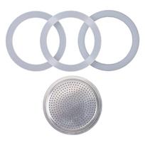 Moka Pot Replacement Set with Silicone Gasket Seals and Stainless Steel Filter for Reliable and Consistent Espresso Brewing