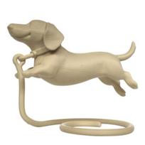 3D Printed Dog Ornament, Floating Running Posture Dachshund Figurine with Traction Rope Base, Solid Texture Dog Statue for Pet Lovers Desktop Decor