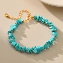 Irregular Natural Turquoise Gravel Adjustable Women Bracelet mėlyna