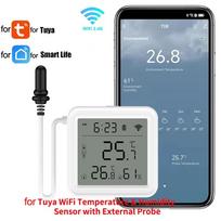 For Tuya= Smart Wifi Probe Aquarium Temperature Humidity Sensor Optional LCD Digital Works With Tuya= App For Fish Tank, Room China Mainland